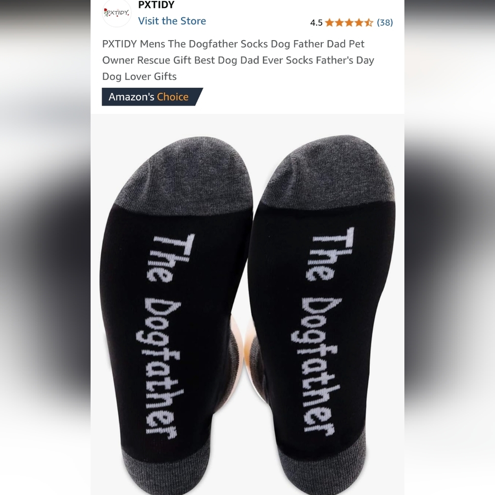 🆕️ "Dogfather" Socks - Black With Grey - Fits All! - Picture 10 of 10